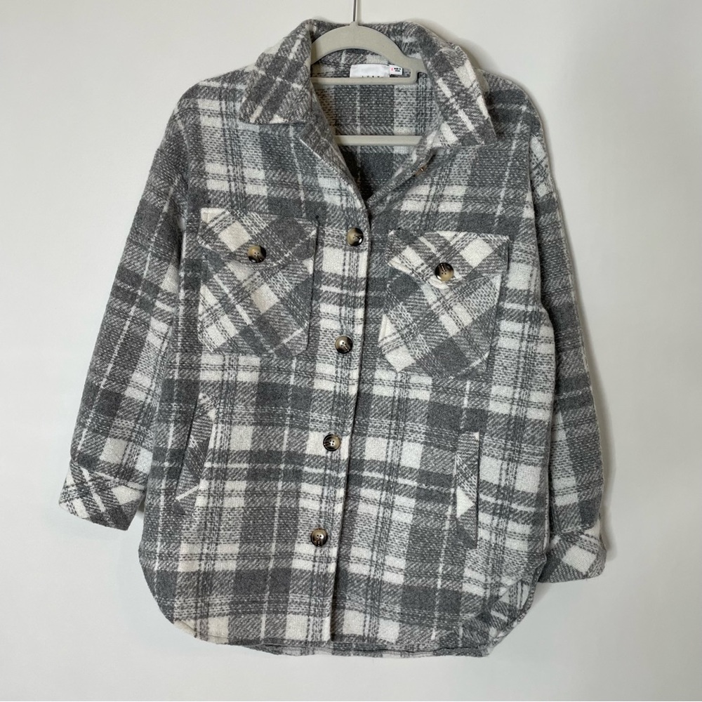 Plaid Shacket Grey Size Small - image 3